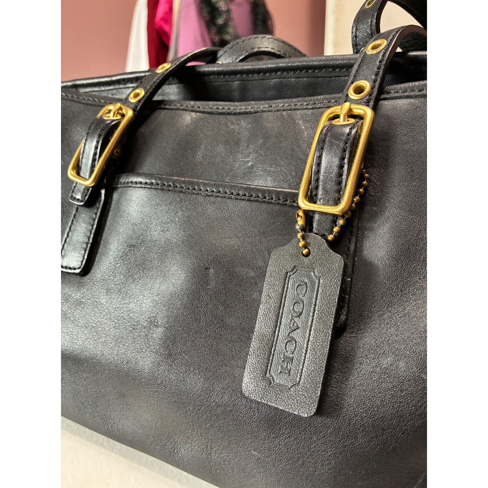 Coach Legacy Black Leather Tote Bag Brass Hardware L20-9545 Vintage - Picture 2 of 8